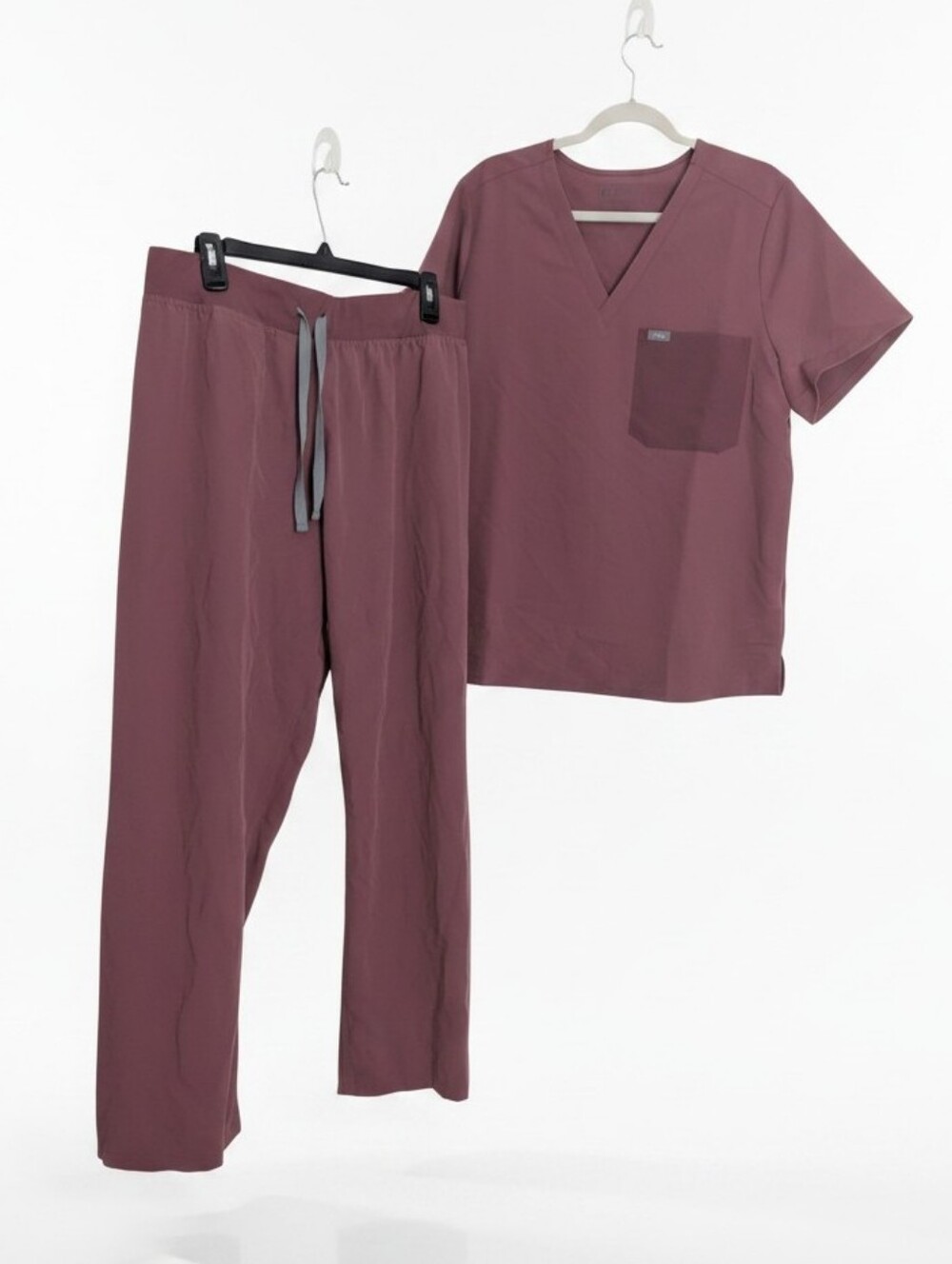 FIGS Womens Mauve Ltd Ed Catarina Contrast Scrub Top Livingston Pants Set Sz XL